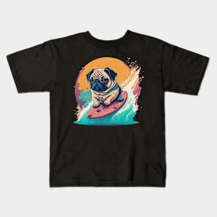 Pug surfer Kids T-Shirt